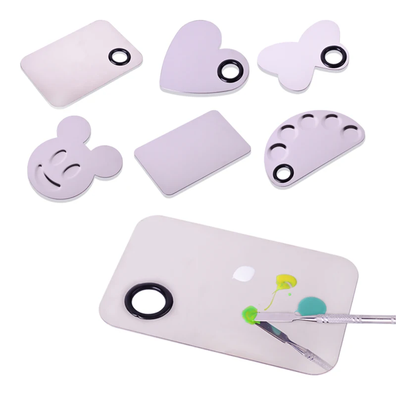 

1Set Stainless Steel Palette+Stir Rod Bar Chart Table Mat Pad Cute Shape Washable Salon Manicure Nail Art Equipment Tools JI506