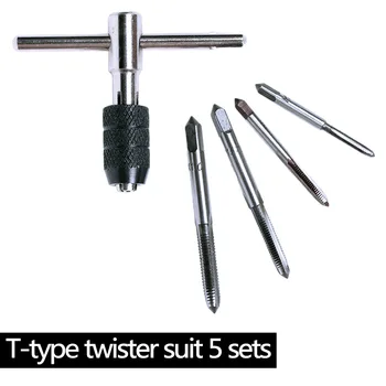 

5pcs/Set Hand Tools T Type Machine Hand Screw Thread Taps Reamer M3/M4/M5/M6 Tap Set Fit Handle DIY Accessories