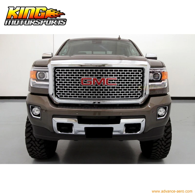 Подходит для 14-15 GMC Sierra 1500 Denali style Хром передний бампер, капот сетка решетка-ABS глобальная по всему миру