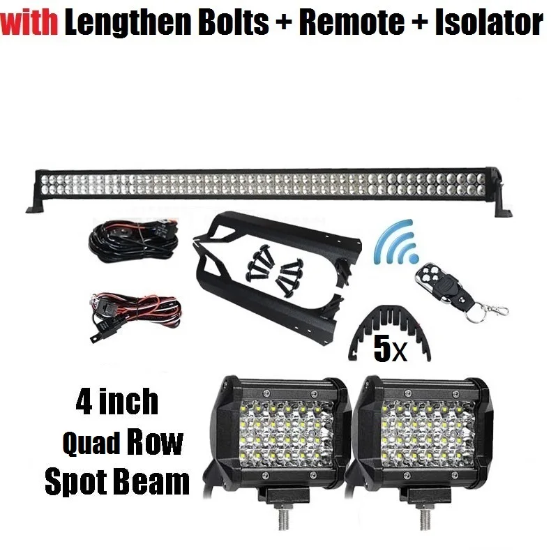 RACBOX 50 дюймов 288 Вт светодиодный свет лампы бар 2x18 Вт Наводнение работа 1 х лобовое стекло монтажные кронштейны резиновый изолятор для джип TJ 1999-2006 - Цвет: TJ Full kit B072B4S