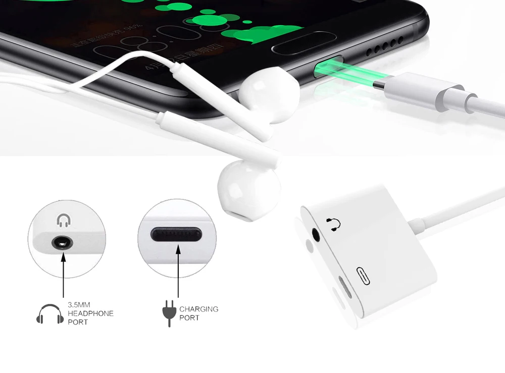 Ascromy USB C Splitter to 3.5mm Type C Adapter Audio Charger AUX Adapter For Huawei Mate 10 P20 Pro Samsung Galaxy S8 Plus Typec (3)