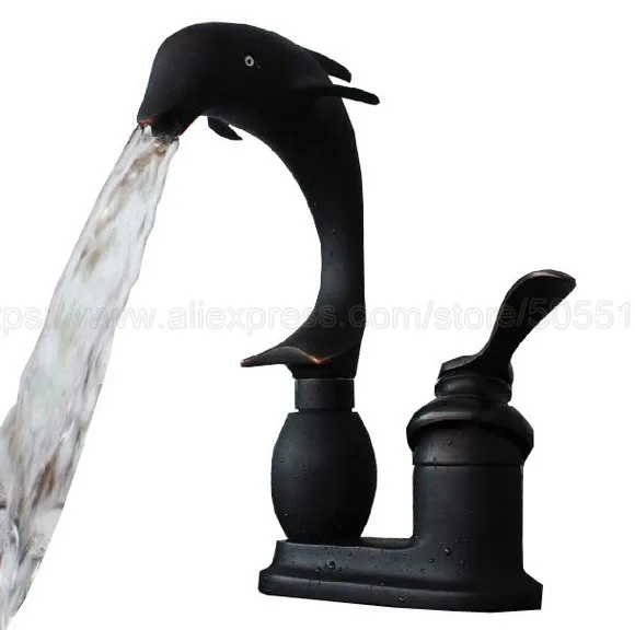 Oil Rubbed Bronze Single Handle Swivel Bathroom Kitchen Sink Faucet Mixer Tap 2 Hole Hot and Cold Water znf032