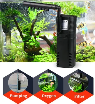 

3 in 1 Mini Aquarium Internal Filter Multi-function Submersible Aqurium Water Pump Filter Add Oxygen For Fish Turtle Tank