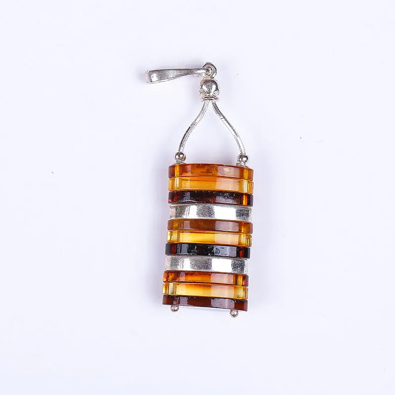 

JIUDUO Pure natural amber beeswax Pendant fashion pretty 100% 925 sterling silver factory outlet special factory outlet CH09