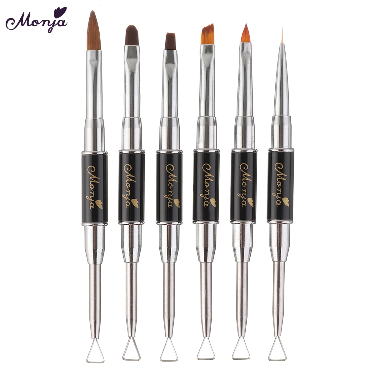 

Monja Dual End Nail Art Acrylic UV Gel Extension Builder Drawing Pen emoval Spatula Stick Liquid Powder French Painting Brush