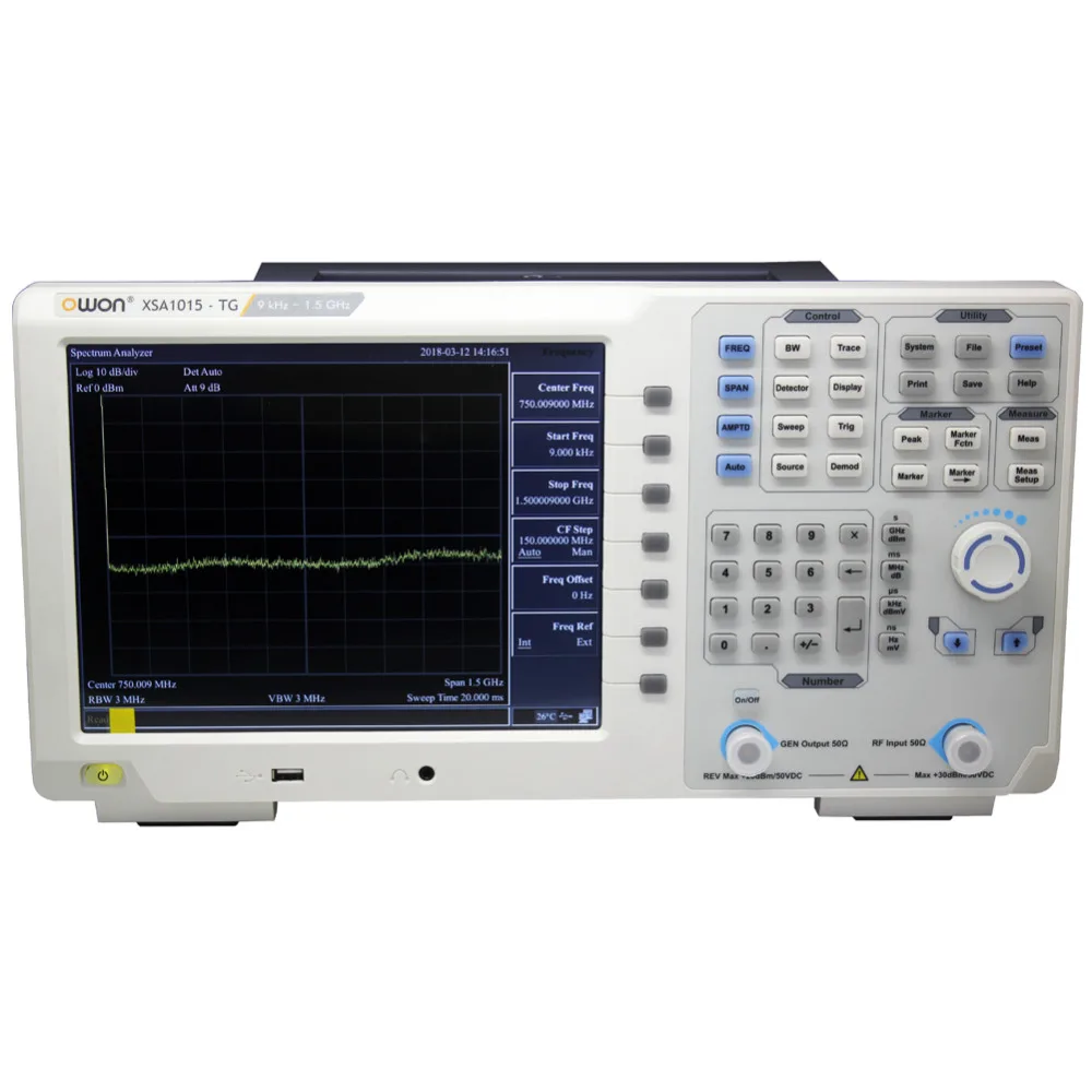 OWON XSA1015-TG анализатор спектра 9 кГц-1,5 ГГц 10," сенсорный экран