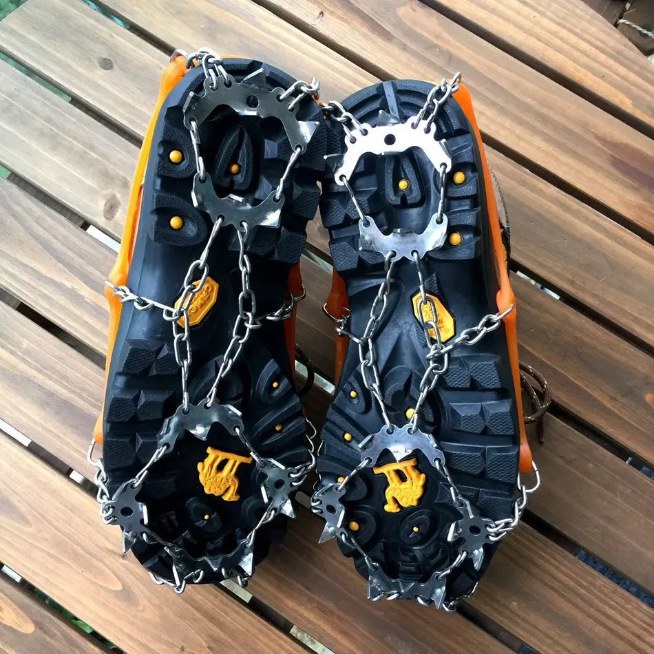 19 Teeth Steel Ice Gripper Spike for Shoes Anti Slip Hiking Climbing Snow Spikes Crampons Cleats Chain Claws Grips Boots Cover ice gripper spike climbing crampons