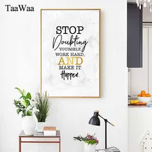 TaaWaa Motivational Quotes Poster Print Minimalism Wall Art Pictures Canvas Painting Black White Marble Picture For Company Room