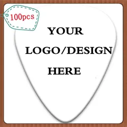 100pcs Personalized Custom White Celluloid Guitar Picks - Create Your Own Logo & Design with Double-Sided Printing, Free Shipping (Normal Heavy 1.2mm)