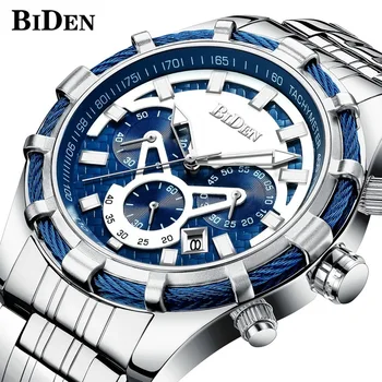 

Mens Watch BIDEN Top Luxury Brand Men Analog Quartz Watches Fashion Business Chronograph Waterproof Wristwatch Relogio Masculino