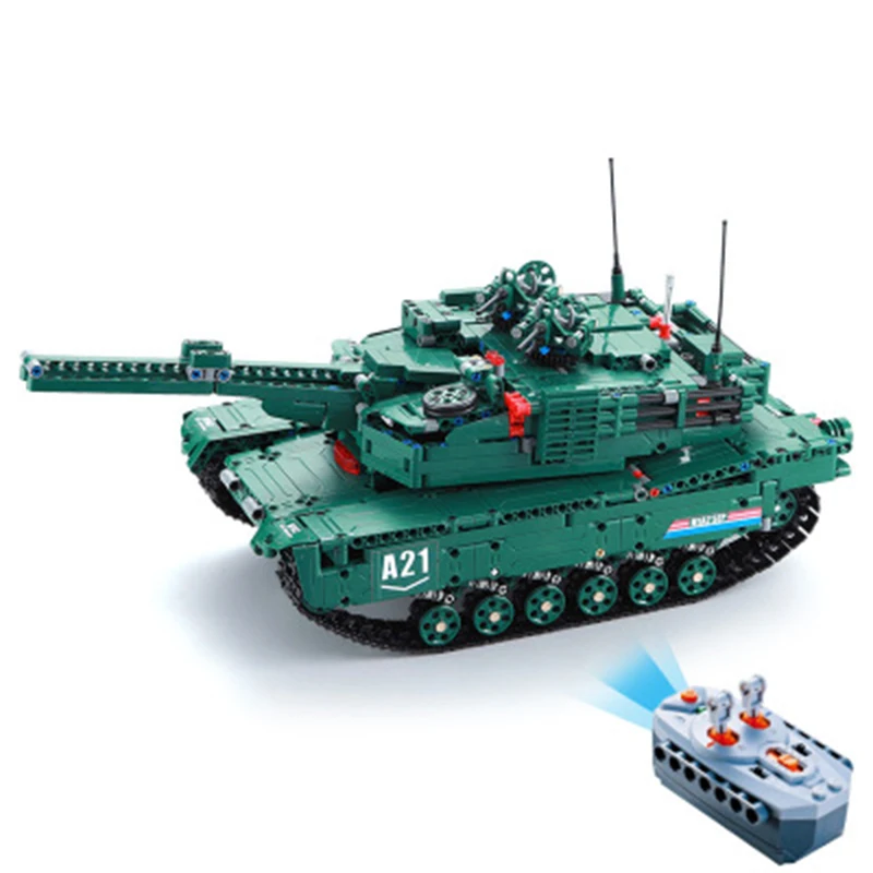 

Remote Control The M1A2 RC Tank Wars 61001 1498Pcs Military Weapon Model Building Blocks Bricks Toys compatible