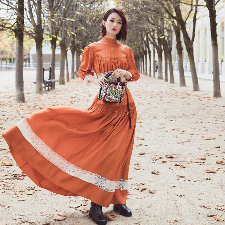 orange rockabilly dress