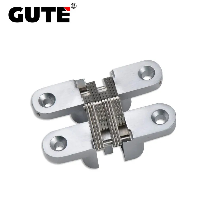 

GUTE 201 Small Size Cross Concealed Hinge Bright Chrome Zinc Alloy Weight Bearing 30KGS Suitable for Door Thickness Below 32mm
