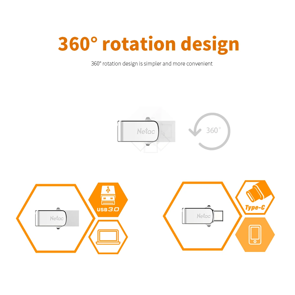 Netac U780C Тип C флеш-накопитель USB 3,0 серебристый алюминиевый сплав USB3.0 OTG флэш-диск металлический 32 Гб 64 ГБ флеш-накопитель для сотового телефона ПК
