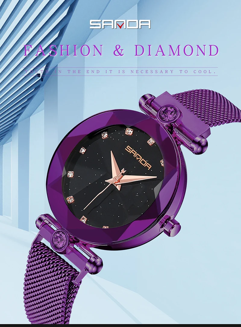 

Digital watch lady 2019,woman glitter watches luxury rose gold silver fashion,magnet water proof crystal stainless steel watch