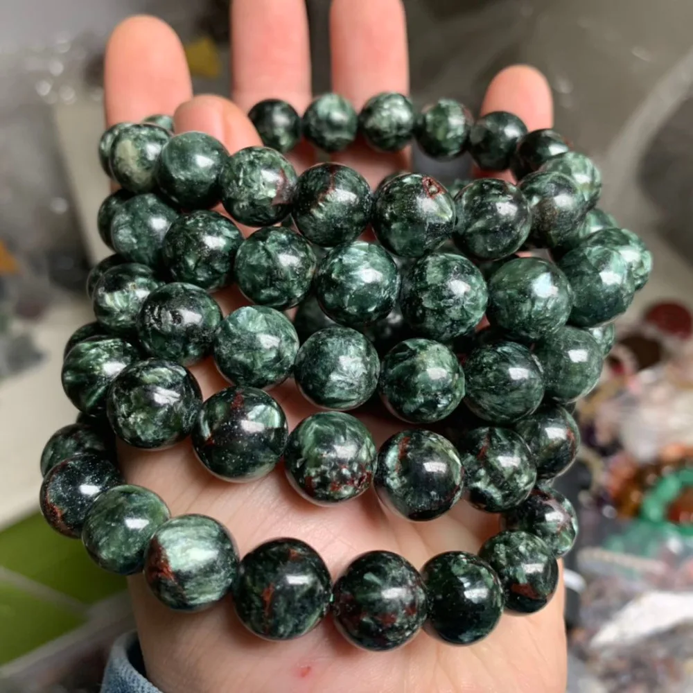 Русский Серафинит (клинохлорид) браслет из каменных бусин натурального