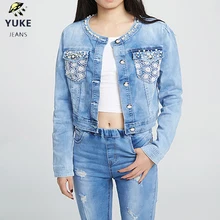 YUKE New Style Girl Denim Jacket Girl Embroidered Hole Denim Jacket Female Embroidered Denim Clothing, Coat, 8-15 Age I31161-8 YUKE New Style Girl Denim Jacket Girl Embroidered Hole Denim Jacket Female Embroidered Denim Clothing, Coat, 8-15 Age I31161-8