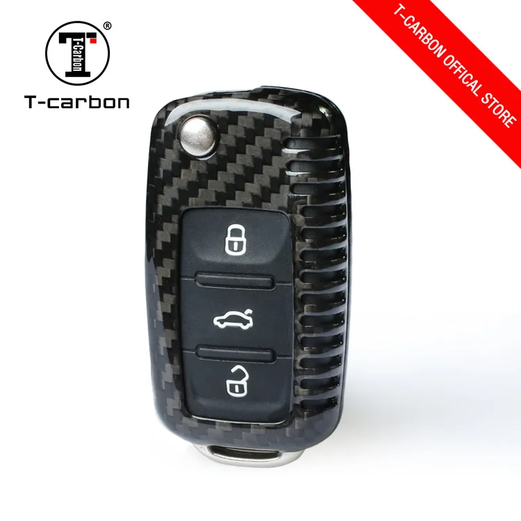 T-CARBON карбоновый чехол для ключей для автомобиля ключница 3 кнопки для Volkswagen