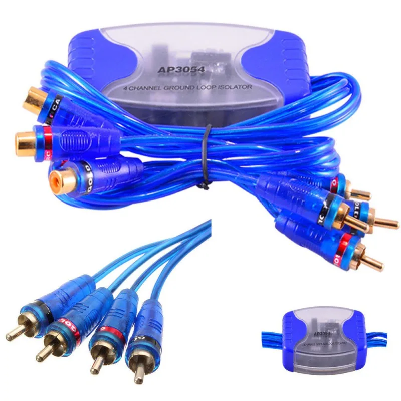 

4x RCA Male +4x RCA Female 4Channel RCA Audio Noise Hum Filter Suppressor Ground Loop Isolator Car Stereo