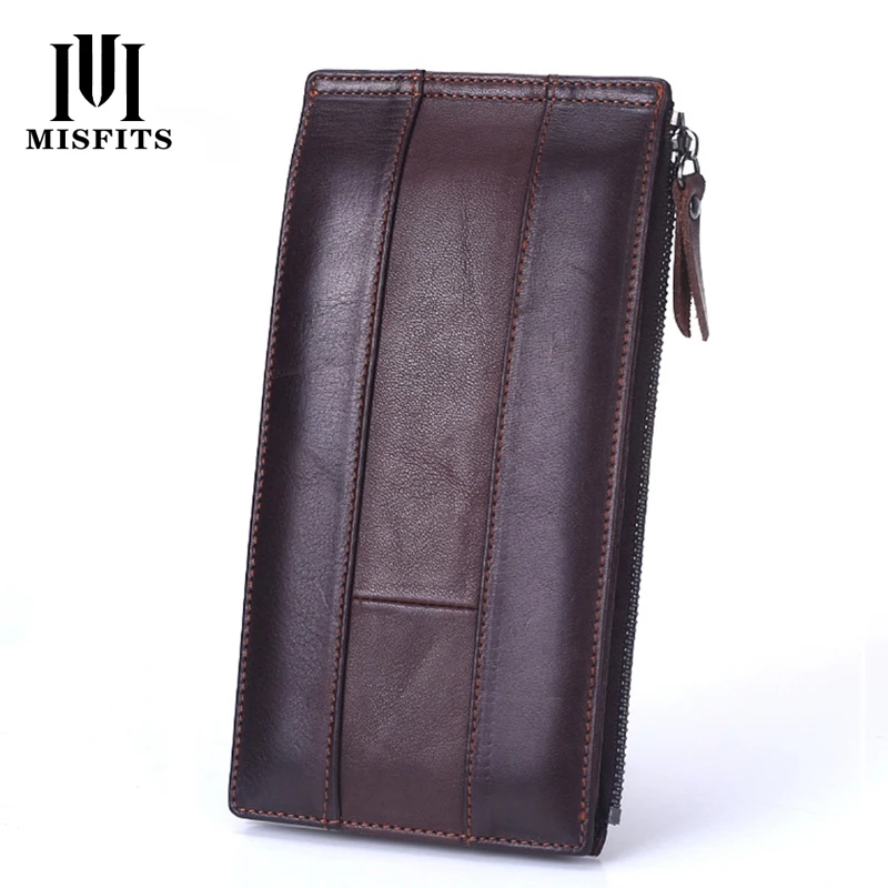 

Hot Sale Man Ultra-thin Handbag Genuine Leather Perfect Card Organizer Wallet Men Long Style Folded Money Wallets Cellphone Bag