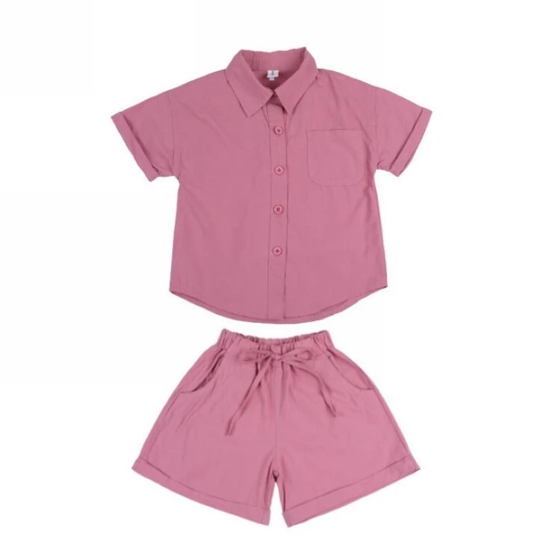 Новые летние комплекты детской одежды из 2 предметов рубашка с короткими рукавами для девочек+ шорты