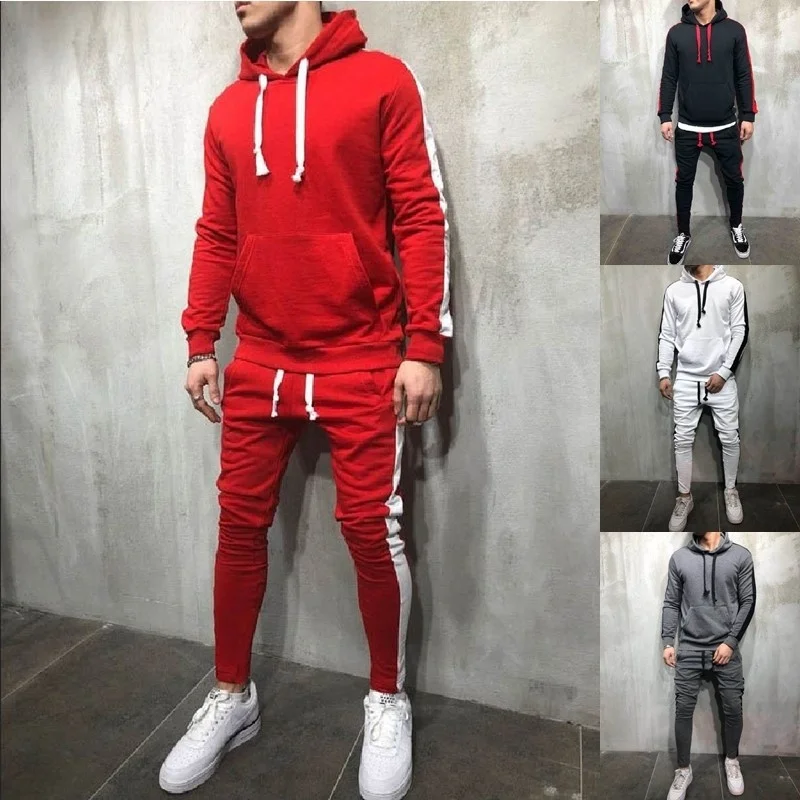 

ZOGAA 2019 Hot Sale Men's Casual Hoodies Sets Fashion Color Block Tracksuit for Men Sweatsuit Male Outfit Sportswear Jogger Set