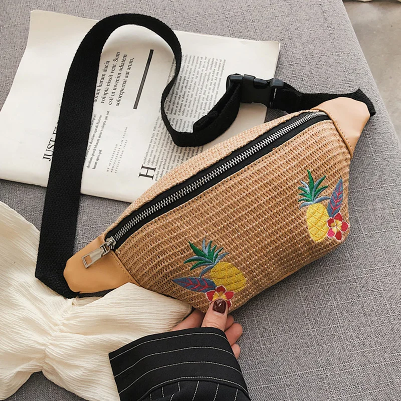 

Women's Hand-Woven Waist Bags Fashion Ladies Chest Bag 2019 New Straw Crossbody Bags Female Leisure Travel Bag Handy Fanny Pack