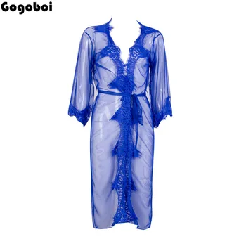 

New Hot Sale Women Sexy Sissy Lingerie Lace Robe Babydoll Dress Sleepwear deep v neck Elegant Dresses hollow out Vestidos