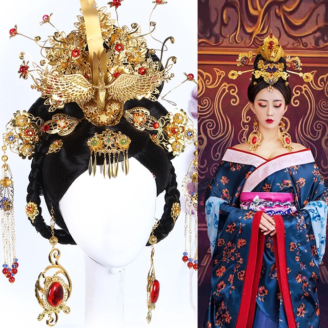 Traditional Chinese Bridal Headdress Costume Gold Beads Pearls Wedding –  TulleLux Bridal Crowns & Accessories