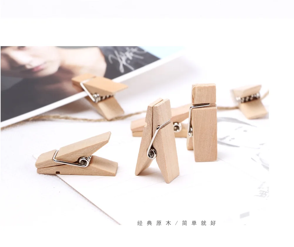 20pcs Natural Wooden Pegs Easter Wedding Card Holder Clothespins