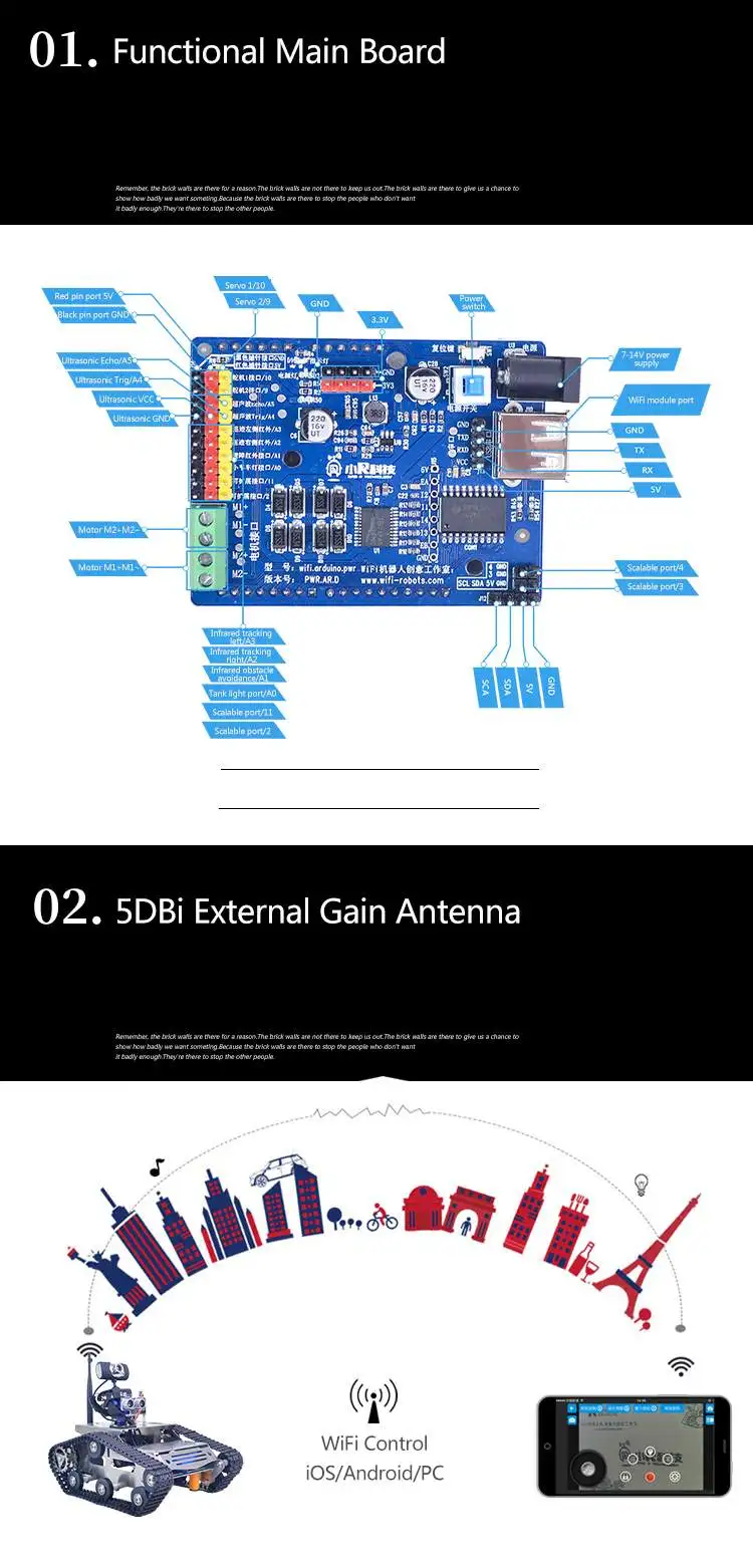 Xiao R DIY WiFi видео умный робот танк автомобиль для Arduino R3 с камерой PTZ