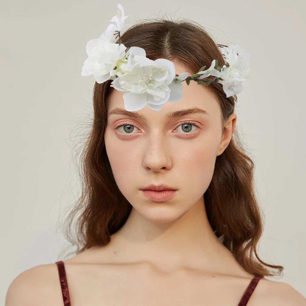 

Girls Flower Crown Headband for Wedding Party Hair Band Accessories Princess Tiara Kids Headwear Wianek