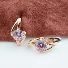 FJ 20 мм X 9 мм женские ювелирные изделия 585 розовое золото цвет серьги зеленый белый камень висячие серьги