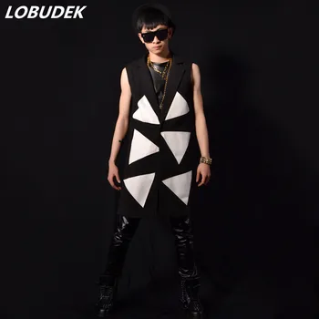 

male tide long vest costumes slim coat fashion outfit costumes for singer dancer star nightclub prom bar party performance show