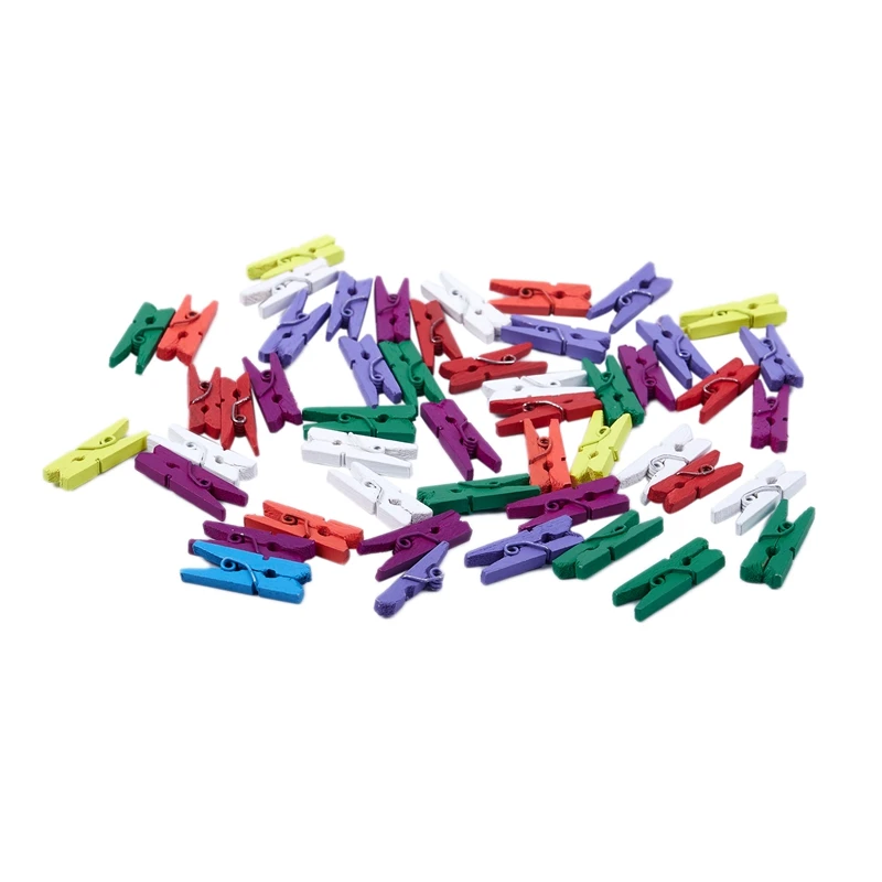 

50 Pieces 25mm Clothespins Colorful Mini Memo Clip Photo folder Wooden clip Scratch clip Photo clip for decoration Message Car
