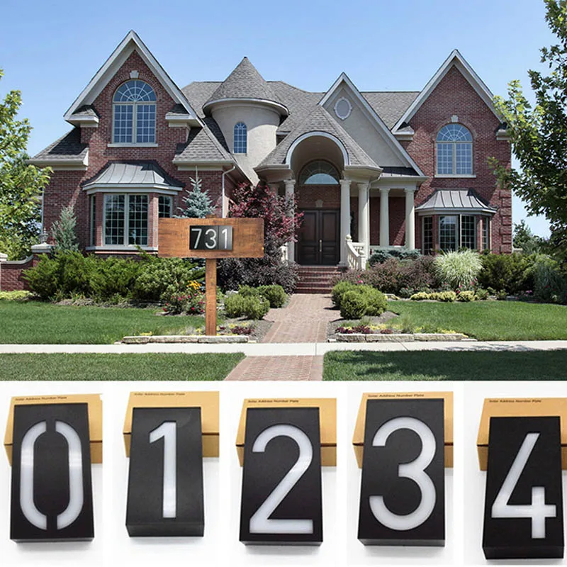 

1 Pcs Solar Power LED Light Sign House Hotel Door Address Plaque Number Digits Plate JA55