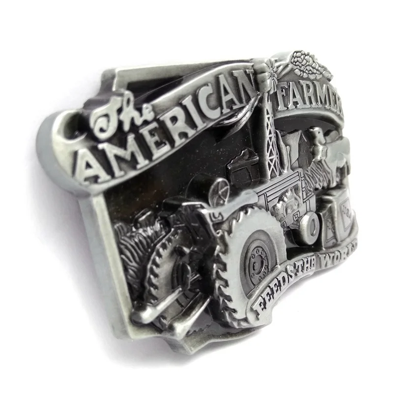 American Farmer Country Steel Metal Belt Buckle Vintage Mens Boys Jewelry Gift