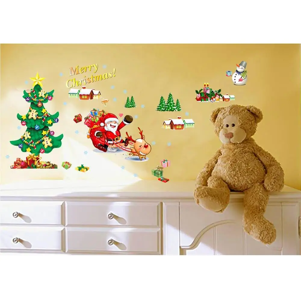 TFBC Removable Wall Stickers Christmas Tree The Santa Claus Art Decals