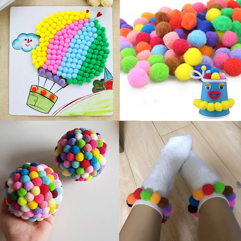 100pcs 15/20/25mm Fluffy Soft Pom Poms Pompoms Ball Handmade Kids Toys DIY Dolls Garment Handmade Material Sewing Craft Supplies