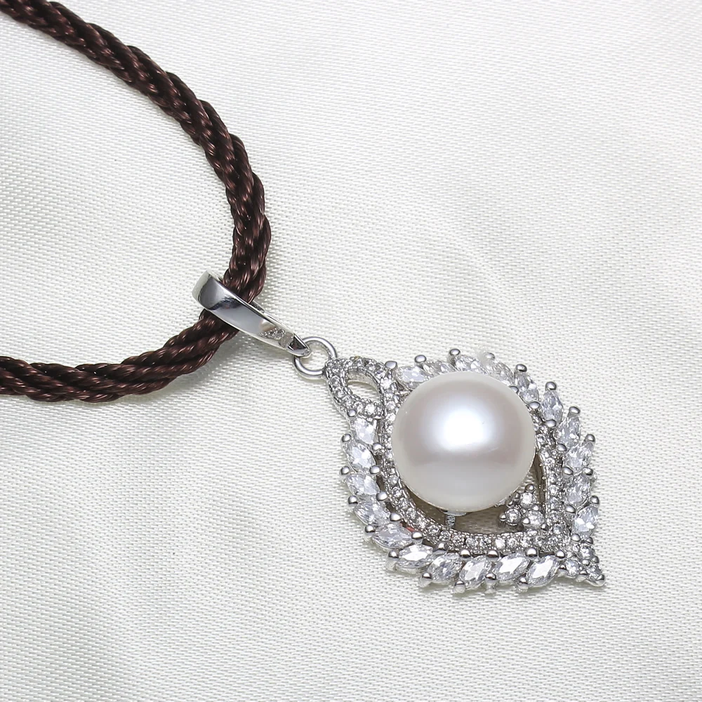 Yyw natürlichen süßwasser-perlenkette nylonschnur blume perle anhänger charme choker halskette perle kubikzircon halskette