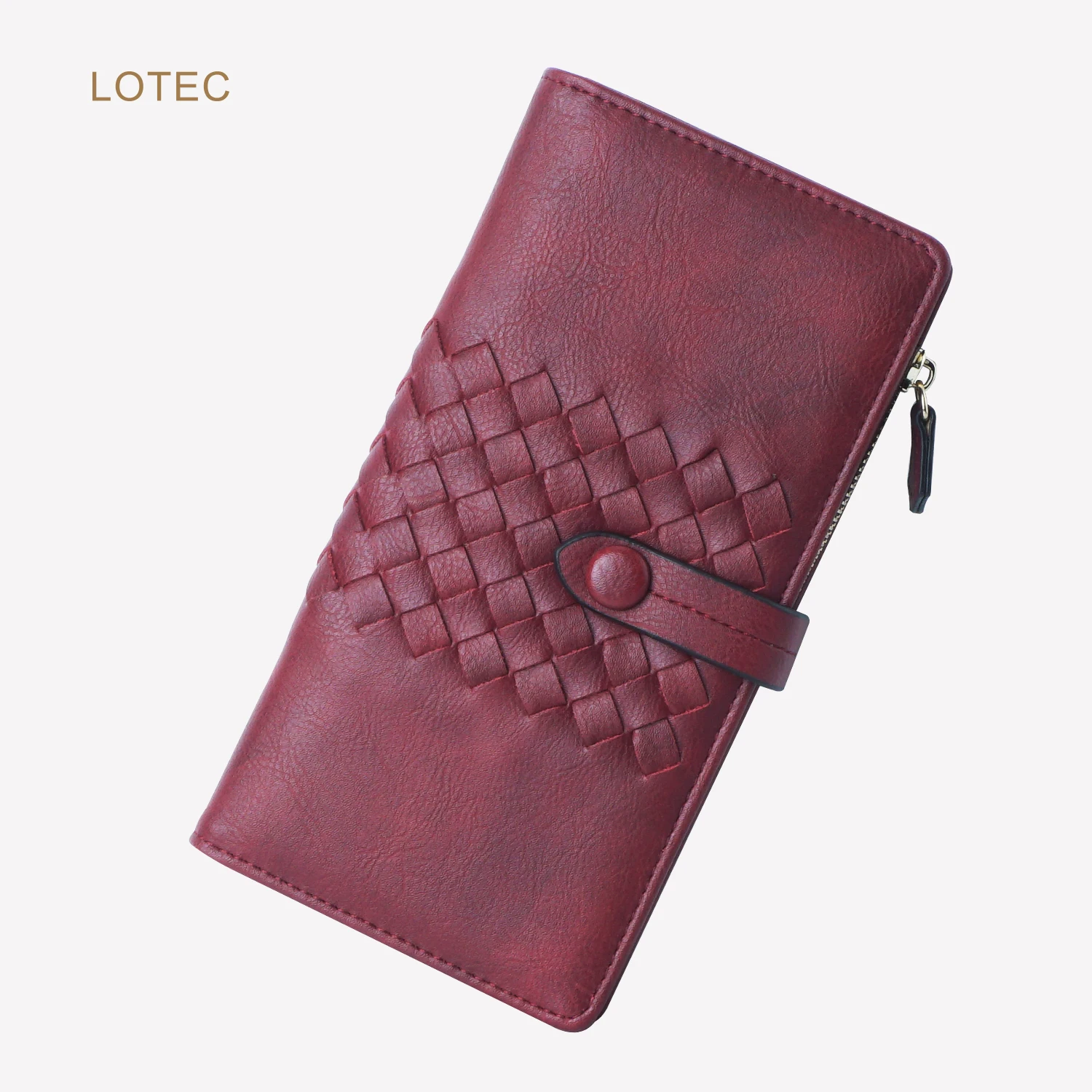 Lotec ретро женский из мягкой искусственной кожи длинные кошелек двойного сложения