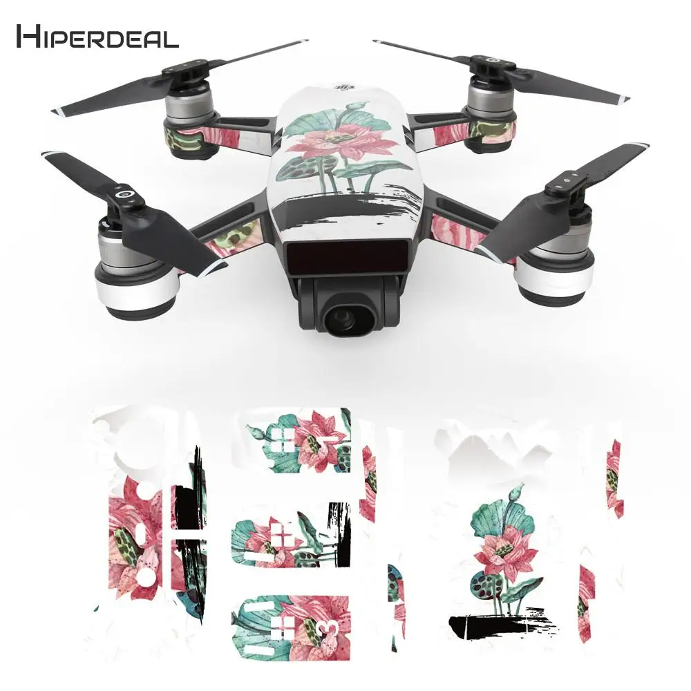 Lotus Flower Priting Waterproof Decal Skins Wrap Sticker Body Protector For DJI Spark Mini Drone Sticker Kits Fashion QIY27