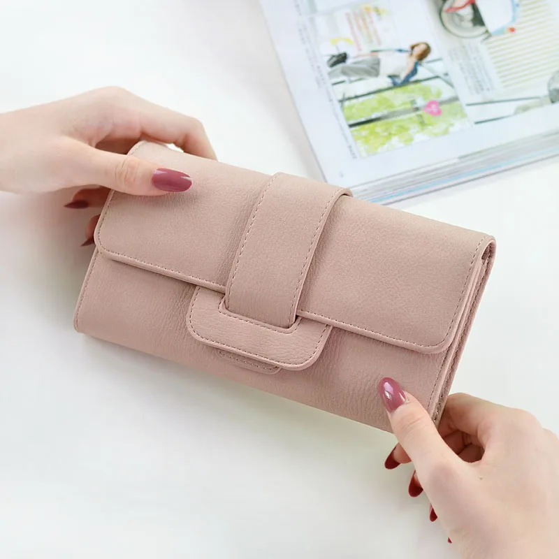 

2019 New High Quality Brand Casual Solid Long Women Purses PU Leather Hasp Coin Card Holder Soft Female Wallet Credit Cards
