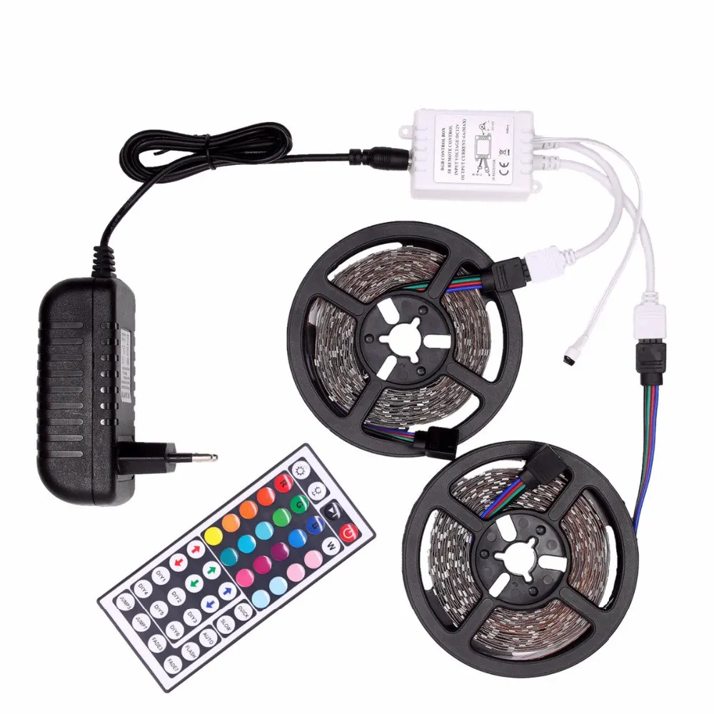 

RGB LED Strip Waterproof 5050 DC12V Tira LED Light Strip 5M 10M Neon LED Flexible Tape Ledstrip with Controller and 12V Adapter