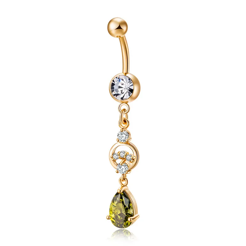 High Quality Water Drop Zircon Piercing Belly Button Rings Prevent