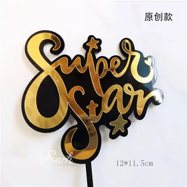Shiny Super Star Singer Cake Topper Piano Music Box Happy Birthday