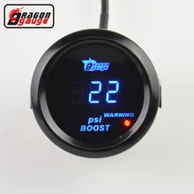 Дракон манометр 52 мм Цифровой Turbo Boost Gauge Метр с Датчиком блок-14 ~ 29 PSI Синий свет И Красный Свет Предупреждение Бесплатно доставка