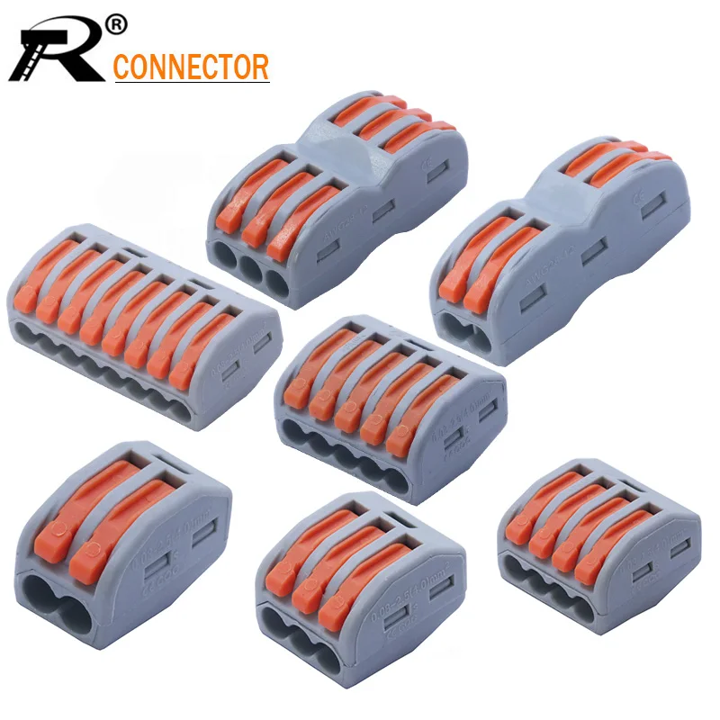 

10pcs 222 Mini Fast Wire Connectors Universal Compact Wiring Connector Push-in Terminal Block Splice Terminal Cable Splitter