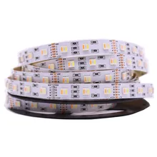 Os recém-chegados rgb + cct led strip 5050 60led/medidor 12 v/24 volt 5 em 1 chips led cw + rgb ww tira flexível pcb branco