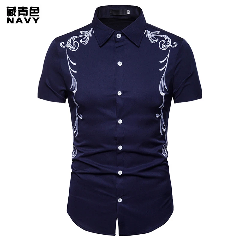 FFXZSJ Лето Мода Тотем вышитые рубашки slim fit короткий рукав Camisas в 2018 новая кнопка Повседневная рубашка Этническая рубашка для мужчин